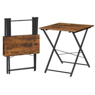 طاولة صينية التلفاز, صينية تلفزيون خشبية قابلة للطي, 23.4"L x 23.6"W, طاولة جانبية للأريكة المحمولة, طاولة الوجبات الخفيفة الصناعية للمساحات الصغيرة, حجم كبير, سهل التركيب والطي, ريفي البني والأسود