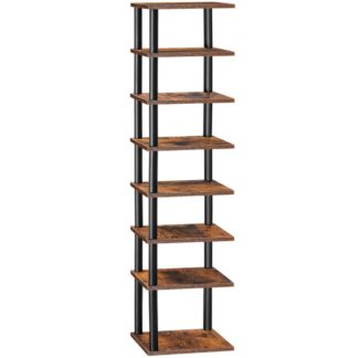 Shoe Rack, 8-Tier Vertical Narrow Shoe Shelf, Shoe Storage Organizer for Small Space, 11" L x 11" W x 53 "H, Closet, Entryway, Hallway, Bedroom