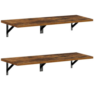 Плавающие полки, 30 Набор дюймовых настенных полок 2, Устровавшие настенные полки хранения, Ретро висящая полка с металлической рамой, для гостиной, Спальня, Ванная комната, Кухня, Деревенский коричневый и черный