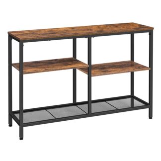 mesa de consola, 4-estantería industrial de nivel, mesa de entrada estrecha, mesa de sofá, estantería, estante de almacenamiento, mesa de entrada, pasillo, sala de estar, dormitorio, marrón rústico