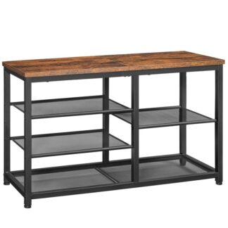 Ayakkabı Tezgahı, Giriş Bankı, 5 Katmanlı Ayakkabılık, Depolama Tezgahı, Yerden Tasarruf, Yatak odası için, Oturma odası, Balkon, Giriş yolu, Rustik Kahverengi ve Siyah