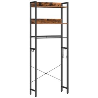 Thar an stóráil leithris, 3 Sraith thar eagraí seomra folctha leithris le sealbhóir stórála páipéir agus 4 Crúcaí feidhmiúla, Seilfeanna seomra folctha thar leithreas, Éasca le cóimeáil, Donn Rustach