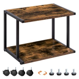 حامل الطابعة تحت المكتب, 2-عربة طابعة صناعية من الطبقة مع رف تخزين, حامل طاولة حامل للموبايل, للمنزل والمكتب, ريفي البني والأسود