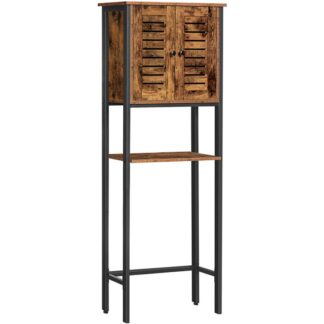 πάνω από το ντουλάπι αποθήκευσης τουαλέτας, Εξοικονόμηση χώρου μπάνιου με πόρτα louver, βιομηχανικό ντουλάπι μπάνιου πάνω από την τουαλέτα, Εύκολο στη συναρμολόγηση, σταθερός, ρουστίκ