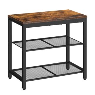 Skobænk, 3-Tier skostativ, Industriel skoarrangøropbevaringsbænk, 19.7 inches indgangsbænk med mesh hylder, til indgangsparti, Stue, Gang, Nem montering, Rustik brun