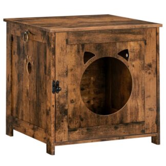 endüstriyel çöp kutusu muhafazası, Rustik Kahverengi Ahşap Yan Uç Tablo, Girişle gizlenmiş kedi kumu kutusu mobilyaları, Kedi kafası açılışlı gizli kedi tuvaleti, kapalı evcil hayvan evi, Çoğu kedi ve çöp kutusuna uyuyor