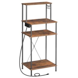 موقف الطابعة مع رف التخزين, 47.8" طويل القامة 4 طاولة طابعة الطبقة لمنظمة المكتب المنزلي منظمة توفير مساحة مكتب لتوفير المساحة لطابعة كمبيوتر CPU Rustic Rustic Brown and Black