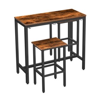 bar table set, pub tables bar height with stools set of 2, bar chairs under counter height table for small spaces, industrial dining table sets for kitchen, living room, parties