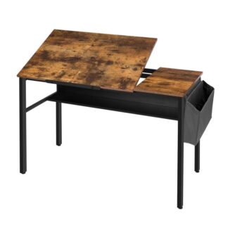 Table de dessin de rédaction, Bureau d'ordinateur inclinable avec sac de rangement interchangeable et 2 crochets, polyvalent pour la peinture, en écrivant, étudier et lire, stable et pratique, assemblage facile