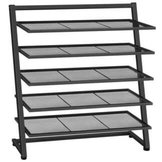 metal shoe rack, free standing shoe storage shelf with 5-layer mesh frame, 5 tier shoe storage rack, store 20-25 pairs of shoes, for entranway, bedroom and hallway, industrial, black