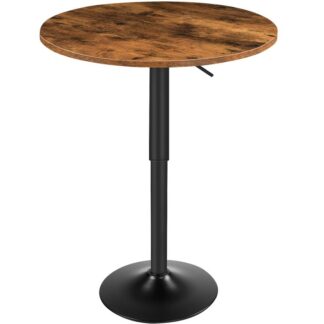 round bar table, adjustable height bar pub table range 27"-35.4'' for living room, dining room, cocktail table, rustic brown and black