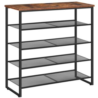 Shoe Rack, 5-Tier Shoe Storage Unit, Shoe Organizer Shelf for 16-20 Pairs, Saving Space, Durable and Stable, for Entryway, Hallway, Closet, Dorm Room, Industrial, Rustic Brown