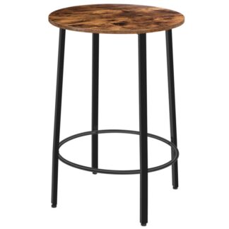 round bar table, high pub table, breakfast table, metal frame with adjustable feet for dining room, kitchen, living room, easy assembly, rustic brown
