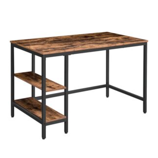 biurko komputerowe, 47.2 Calowe biurko z regulowaną półką po lewej lub prawej stronie, biurowe biurko do laptopa, Solidna metalowa rama, do biura domowego, Łatwy montaż, rustykalny brąz i czarny