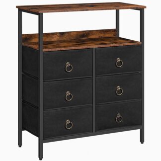 خزانة غرفة النوم, 6 خزانة درج, صندوق الأدراج مع رفوف مفتوحة, إطار معدني قوي, خزانة التخزين, لغرفة النوم, غرفة المعيشة, خزانة, التجميع سهل