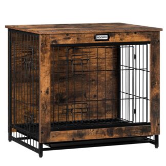 Cuccia per cani xl, Cage del cane decorativo, mobili per animali domestici in legno con vassoio estraibile, Uso domestico e indoor, Tavolo da estremità laterale moderno a doppia porte per cane piccolo/medio, Resistente alle masticazioni