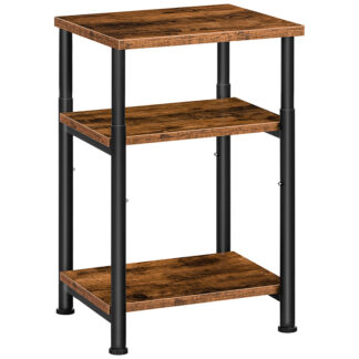 Столик, Регулируемая по высоте тумбочка с полками для хранения, 3-Высокий промышленный торцевой столик, Кофейный столик, для гостиной, Спальня, Изучать, Твердая структура, Рустик Браун