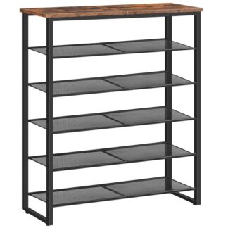 Shoe Rack, 6-Tier Shoe Organizer, for 18-24 Pairs of Shoes, Large Capacity Shoe Storage Shelf, Durable and Stable, for Entryway, Closet, Hallway, Dorm Room, Industrial, Rustic Brown