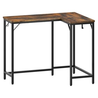 120cm Long Narrow Bar Table, Rustic Brown and Black Rectangular or L-Shaped Assembly Counter Height Bar Table, Vintage Industrial Style, for Living Room, Kitchen, Dining Room, Office