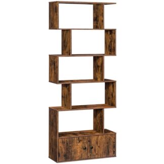 bookshelf, 6-tier bookcase with cabinet, display shelf room divider, freestanding decorative storage shelving, for living room, bedroom, home office