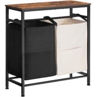 laundry hamper, 26 gallone (99cesto della biancheriasket, Sorter del bucato 2 sezione, 2 x borse per lavanderia, 27.6"l x 11.8"w x 32.3"h, lavanderia, bagno, camera da letto, rustico marrone e nero