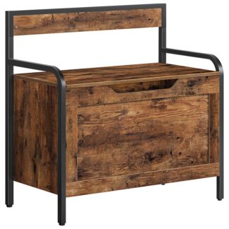 Opbevaringskiste, Opbevaringsstamme med ryglæn, Opbevaringsbænk, Understøtter 220 lb, Entryway sko bænk med lift top opbevaringsboks, Metalramme, til indgangsparti, Gang, Soveværelse, Rustik brun