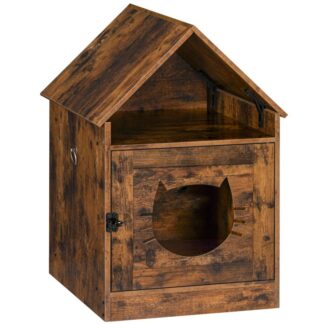 enclos pour bac à litière pour chat, Spoom de chat caché avec toit, meubles à litière en bois avec porte et ouverture de la tête de chat, Pet House intérieure avec un espace supplémentaire sur le dessus, Montez la plupart des chats