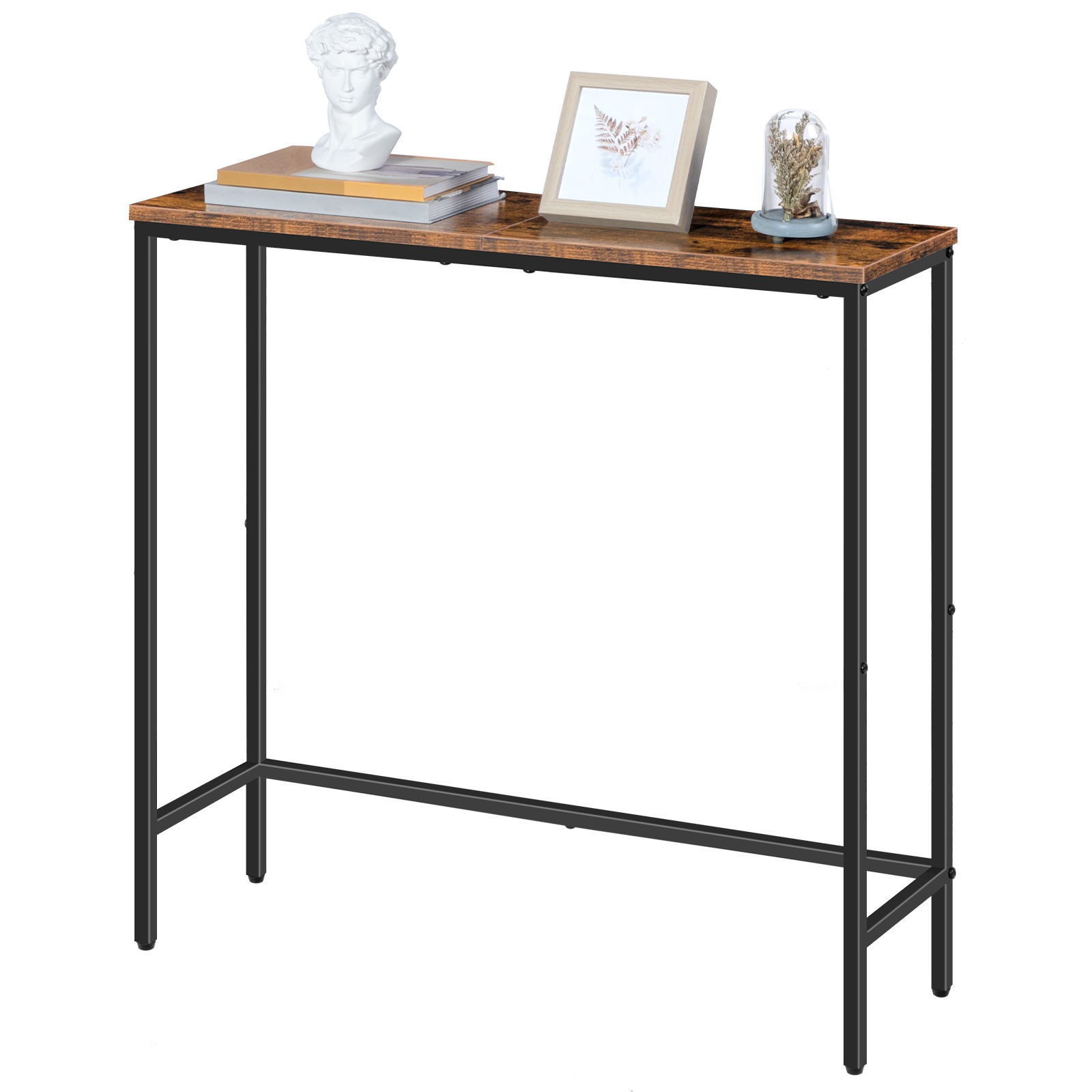 طاولة وحدة تحكم ضيقة, 29.5" عرض طاولة المدخل الصغير للمراب, غرفة نوم, غرفة المعيشة, بهو, بني ريفي أسود