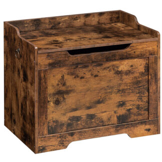 Opbevaringskiste, Opbevaringsbænk med sikkerhed hængsel, Retro opbevaringsarrangør, Opbevaringsstamme, Indkapsling på toppen, Understøtter 220 lb, Entryway Shoe Bench, Nem montering, Rustik brun