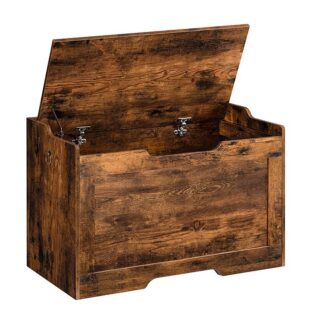 Storage Chest, Storage Bench with Safety Hinge, Retro Storage Organizer, with 75 cm Storage Trunk, Enclosure On Top, Supports 100 kg, Entryway Shoe Bench, Easy Assembly, Rustic Brown