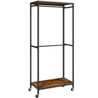 Rack de roupas, Rack de roupas pesadas com prateleiras ajustáveis, Closet de penduramento duplo pendurado, Organizador de armário de guarda -roupa portátil, aguarde 150 Libra, estilo industrial,