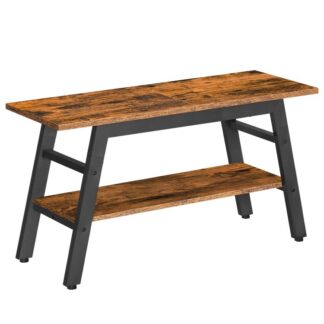 Entrée Bank, Industriell Schong Rackbank, Bench Sëtz fir Hal, Bett Endbank fir Schlofkummer, Rustikal Braun a Schwaarz