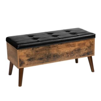 مقعد التخزين مع مقعد مبطن, صدر سرير متعدد الوظائف, مقعد الحذاء, 97 x 40 س 46.5 سم, أرجل خشبية صلبة, المدخل, غرفة نوم, كلاسيكي