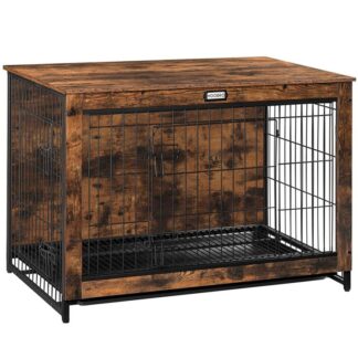 Dog Crate Furniture, XXXL Dog Cage, 38"Wooden Pet Furniture with Pull-Out Tray, Home and Indoor Use, Double Door Modern Side End Table for Medium/Large/Small Dog, Chew-Resistant