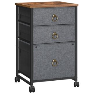 3-درج خزانة الملفات المتنقلة, حامل الطابعة المتداول, خزانة الملفات العمودية, خزانة المكتب, خزانة الملفات للمكتب المنزلي, بحجم A4/Letter, درج المنسوجات, رمادي وريفي بني