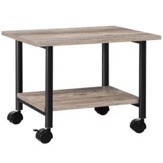 موقف الطابعة, 2-الطبقة الصناعية تحت عربة طابعة المكتب مع الرف, رف التخزين الشاق على الهاتف المحمول على عجلات للمنزل, مكتب, رمادي وسوداء