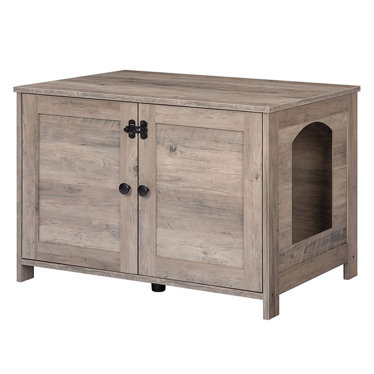 toilette per gatti, armadietto per lettiera per gatti, cuccia per gatti con porta e divisorio separato, robusto armadietto per gatti, panca, Contenitore per lettiera per gatti, comodino, grigio