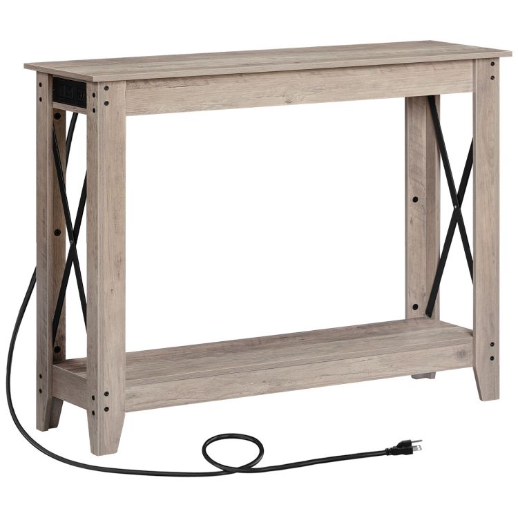 39.4" консольний столик вузький диванний столик з розетками & USB -порти передпокій