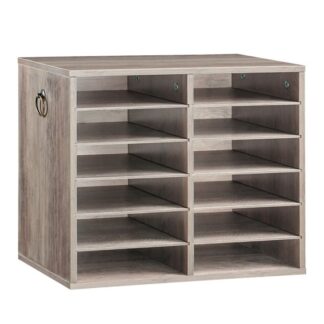 Organizátor dřevěné literatury, 12-Slotní třídič souborů, odnímatelný třídič pošty, Poštovní schránka ve třídě, Organizátor pošty, Organizátor úložiště papíru, pro kancelář, studie, třída, šedá