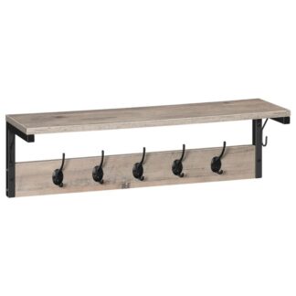 رف معطف الجدار مع 7 السنانير والجرف, رف المعاطف, رف معطف المدخل, معلق الرف مع السنانير معطف للمراب, غرفة المعيشة, مطبخ, رمادي أسود