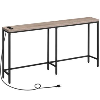 Extra Long Console Table, Narrow Entryway Table, Sofa Table Behind Couch, Skinny Hallway Table, Living Room, Corridor, Grey and Black