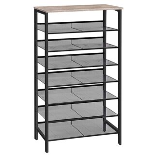 Shoe Rack, 8 Tiers, Stable Storage Shelf, Adjustable Mesh, for 21-28 Pairs, Space-Saving, Entryway, Living Room, Bedroom