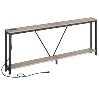 2م طاولة وحدة التحكم الأريكة الطويلة الإضافية مع محطة الشحن, رمادي ثنائي الطبقات خلف الأريكة مع V-Brace, للدخول الضيق, المدخل, غرفة الجلوس