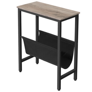 tavolino stretto, Tavolino per piccoli spazi, comodino sottile con supporto per la rivista, Tavolo da divano magro moderno, comodino, tavolo del divano degli snack, Greige e nero