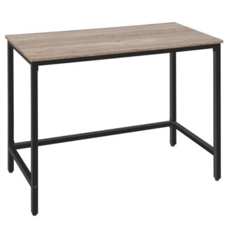 computer desk, industrial writing desk, simple office study workstation for home office, sturdy metal frame, easy assembly, grey and black