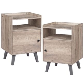 stolik nocny, Mała stolik nocny, szafka nocna, Szafka z łóżkiem z zamienionymi drzwiami, Otwarta półka do przechowywania, Przemysłowa stolik nocny, dla małej przestrzeni, sypialnia, Wygląd drewna, szary