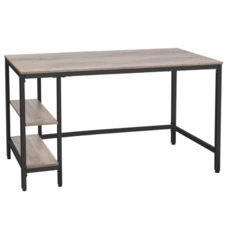 مكتب الكمبيوتر, 55 مكتب كتابة بوصة مع رف قابل للتعديل على اليسار أو اليمين, مكتب دراسة المكتب لجهاز الكمبيوتر المحمول, إطار معدني قوي, للمكتب المنزلي, من السهل التجميع, رمادي وسوداء