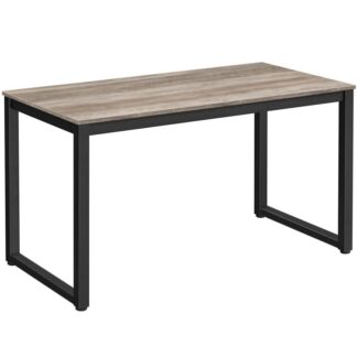 computer desk, 55.1 x 23.6 x 29.9 inch industrial office study desk, pc table workstation for home office, sturdy writing desk with metal frame, grey and black