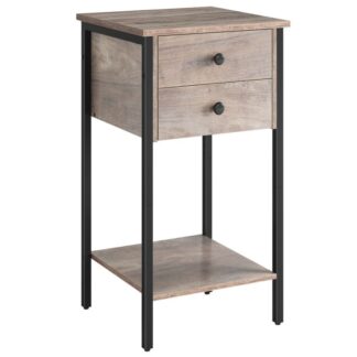 Высокая тумбочка, Тумбочка с 2 Ящики и полка для хранения, Промышленный телефонный столик для учебы, Спальня, Экономия места, Легкая сборка, Грейдж и Блэк