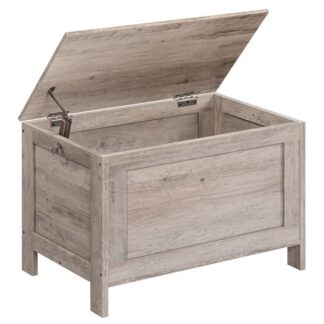 صندوق تخزين, منظم صندوق الألعاب الرجعية مع مفصل السلامة, مقعد تخزين قوي للمدخل, نظرة خشبية الأثاث لهجة, التجميع سهل, رمادي